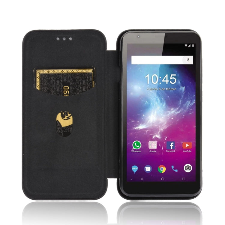 For ZTE Blade A3 Lite Carbon Fiber Texture Horizontal Flip TPU + PC + PU Leather Case with Card Slot