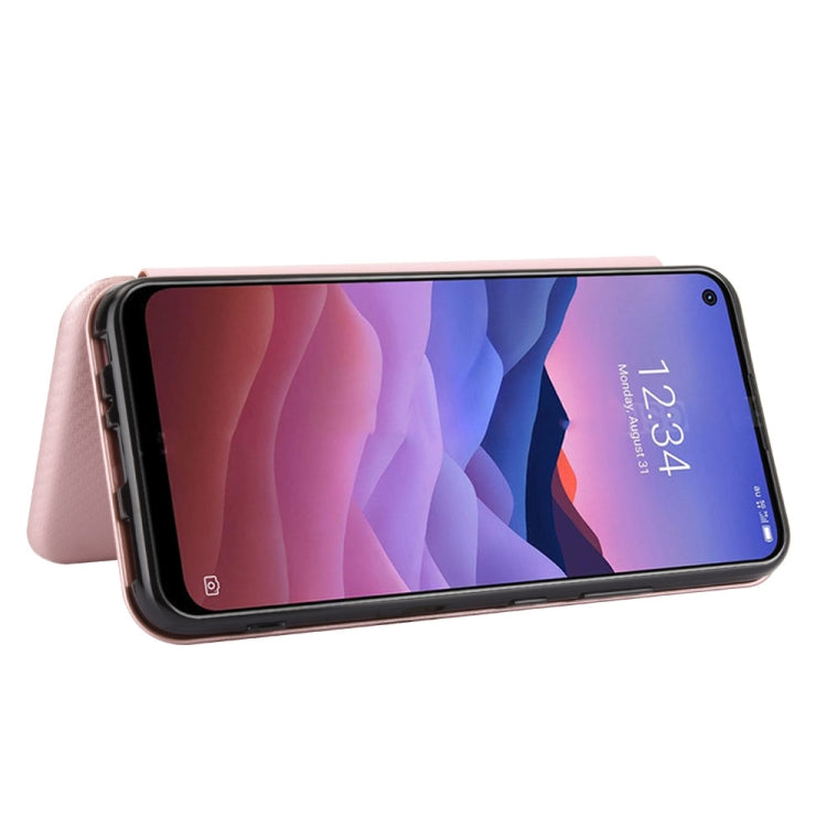 For ZTE A1 ZTG01 5G Carbon Fiber Texture Horizontal Flip TPU + PC + PU Leather Case with Card Slot