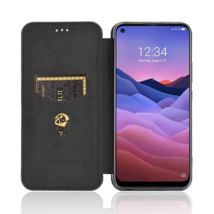 For ZTE A1 ZTG01 5G Carbon Fiber Texture Horizontal Flip TPU + PC + PU Leather Case with Card Slot
