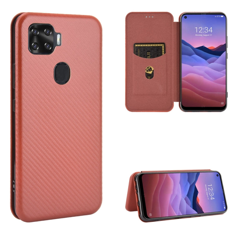 For ZTE A1 ZTG01 5G Carbon Fiber Texture Horizontal Flip TPU + PC + PU Leather Case with Card Slot