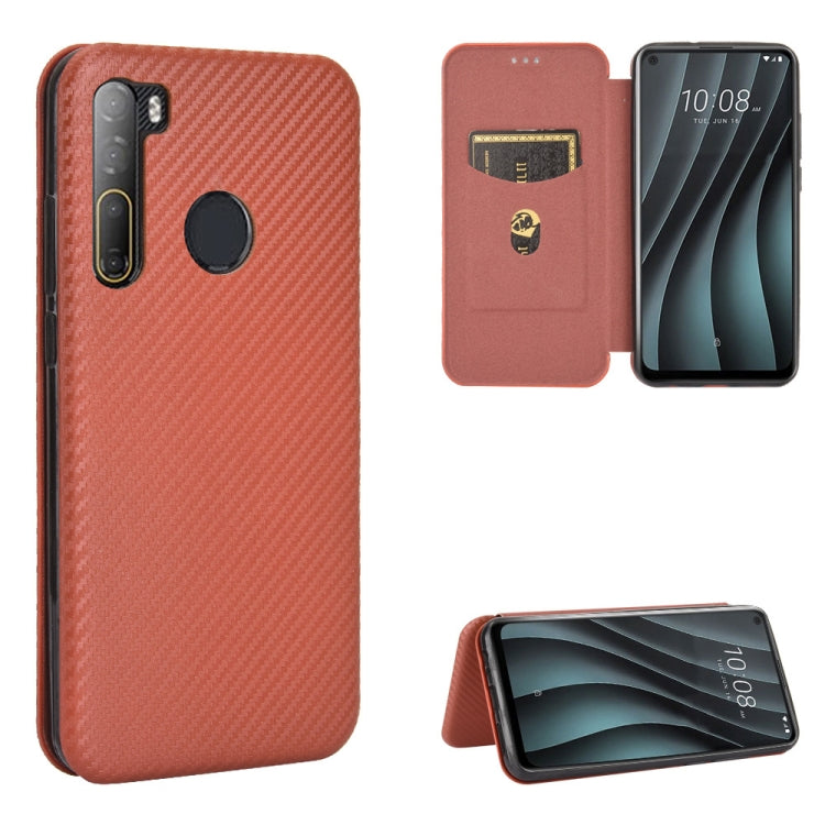 For HTC Desire 20 Pro Carbon Fiber Texture Horizontal Flip TPU + PC + PU Leather Case with Card Slot