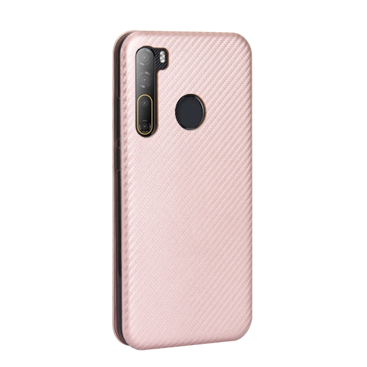 For HTC Desire 20 Pro Carbon Fiber Texture Horizontal Flip TPU + PC + PU Leather Case with Card Slot