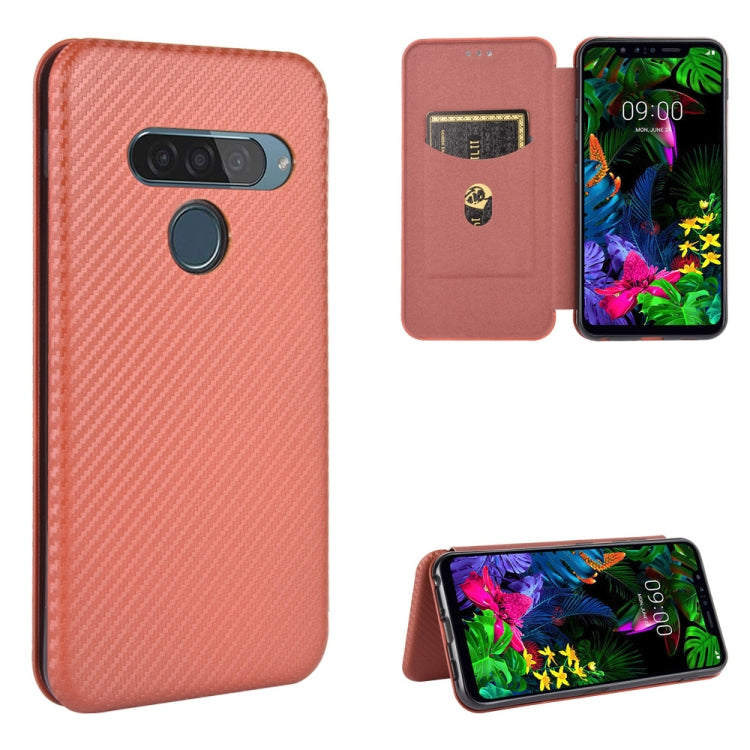 For LG G8s ThinQ Carbon Fiber Texture Horizontal Flip TPU + PC + PU Leather Case with Card Slot