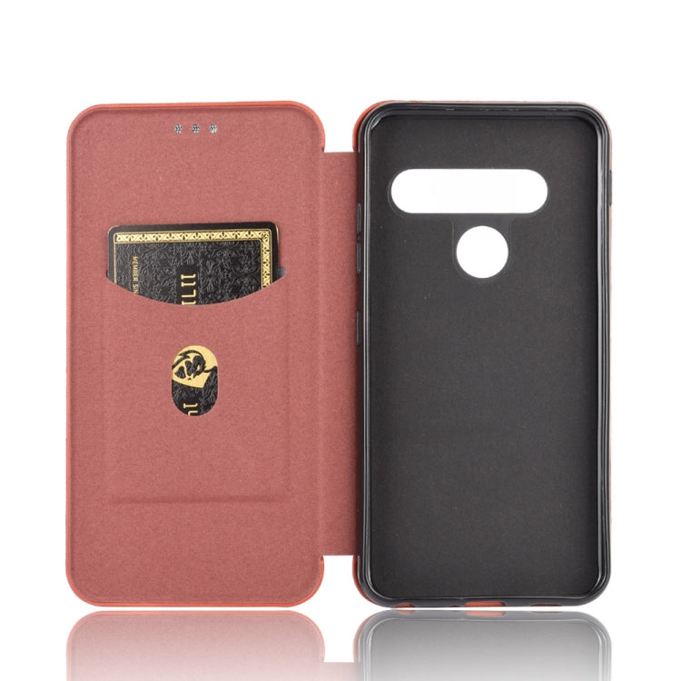 For LG G8s ThinQ Carbon Fiber Texture Horizontal Flip TPU + PC + PU Leather Case with Card Slot