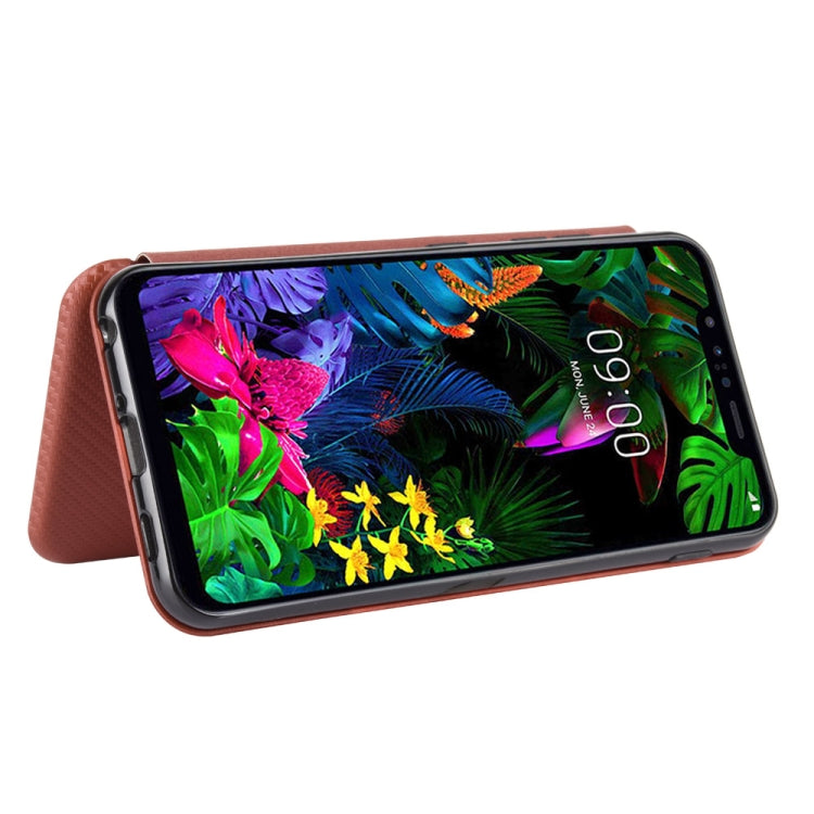 For LG G8s ThinQ Carbon Fiber Texture Horizontal Flip TPU + PC + PU Leather Case with Card Slot