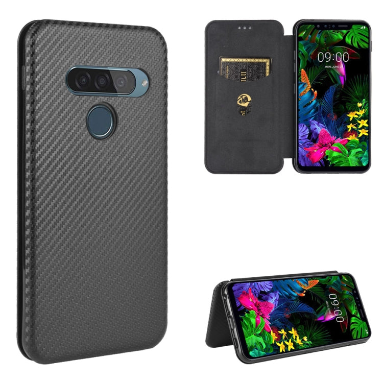 For LG G8s ThinQ Carbon Fiber Texture Horizontal Flip TPU + PC + PU Leather Case with Card Slot