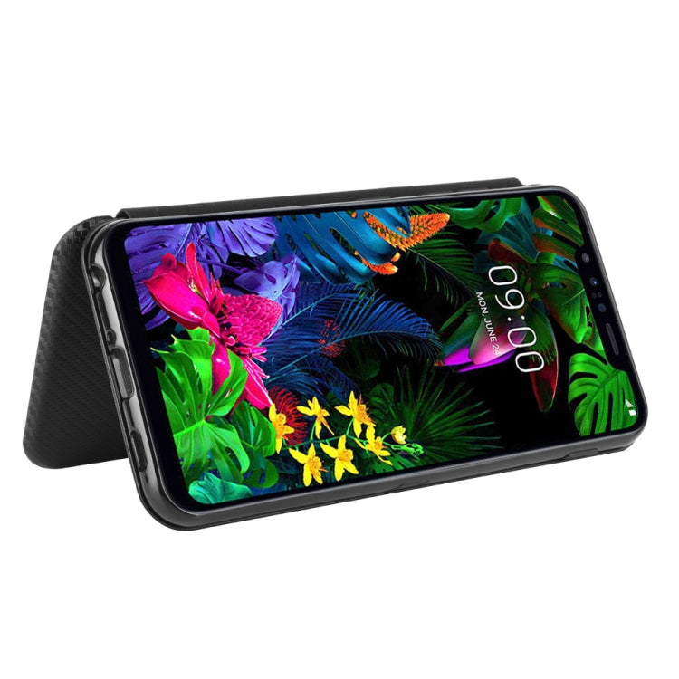 For LG G8s ThinQ Carbon Fiber Texture Horizontal Flip TPU + PC + PU Leather Case with Card Slot