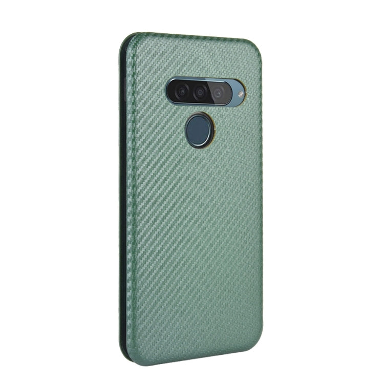 For LG G8s ThinQ Carbon Fiber Texture Horizontal Flip TPU + PC + PU Leather Case with Card Slot