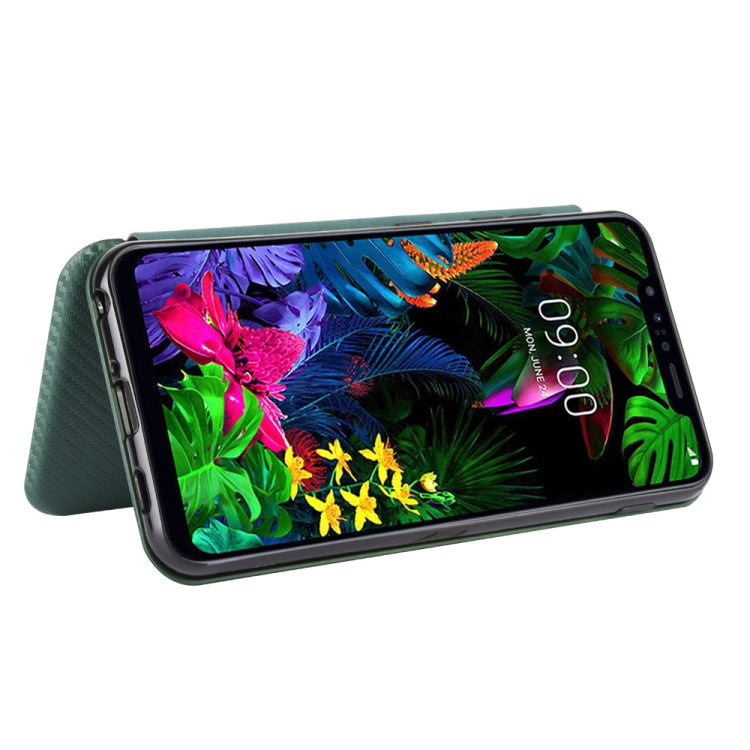 For LG G8s ThinQ Carbon Fiber Texture Horizontal Flip TPU + PC + PU Leather Case with Card Slot