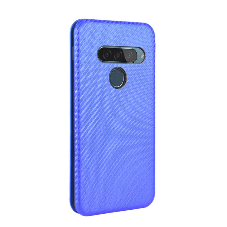 For LG G8s ThinQ Carbon Fiber Texture Horizontal Flip TPU + PC + PU Leather Case with Card Slot