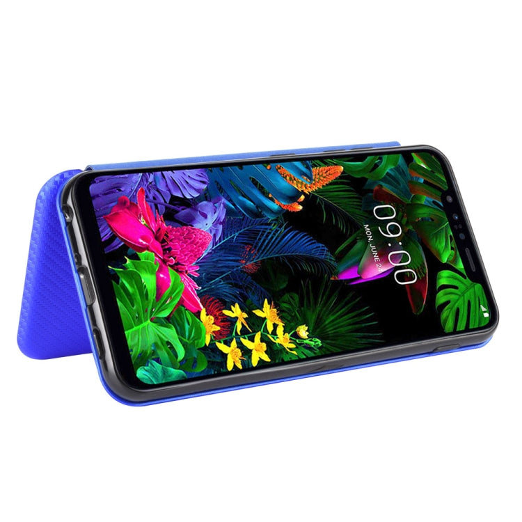 For LG G8s ThinQ Carbon Fiber Texture Horizontal Flip TPU + PC + PU Leather Case with Card Slot