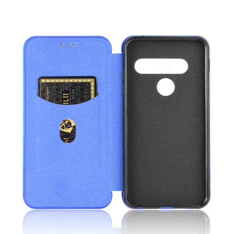 For LG G8s ThinQ Carbon Fiber Texture Horizontal Flip TPU + PC + PU Leather Case with Card Slot