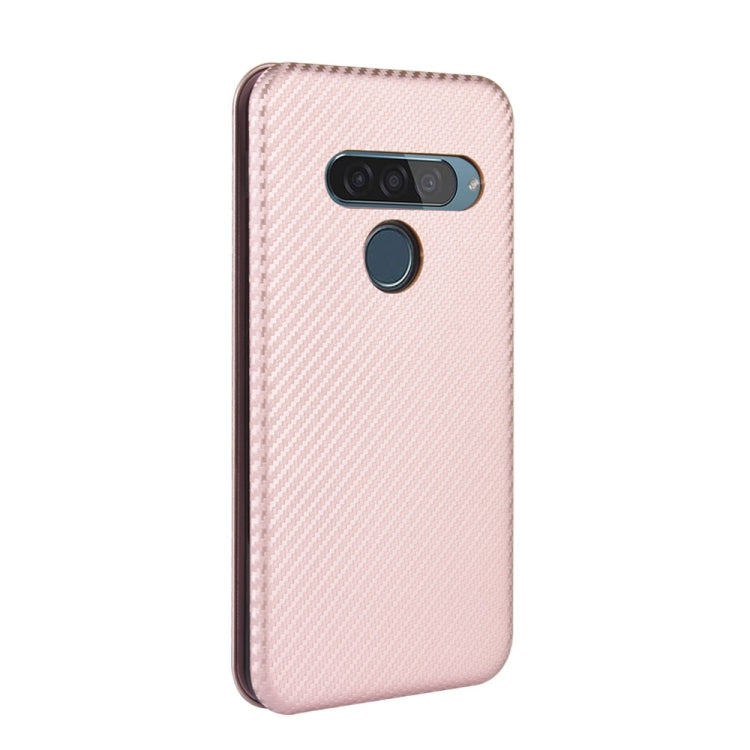 For LG G8s ThinQ Carbon Fiber Texture Horizontal Flip TPU + PC + PU Leather Case with Card Slot