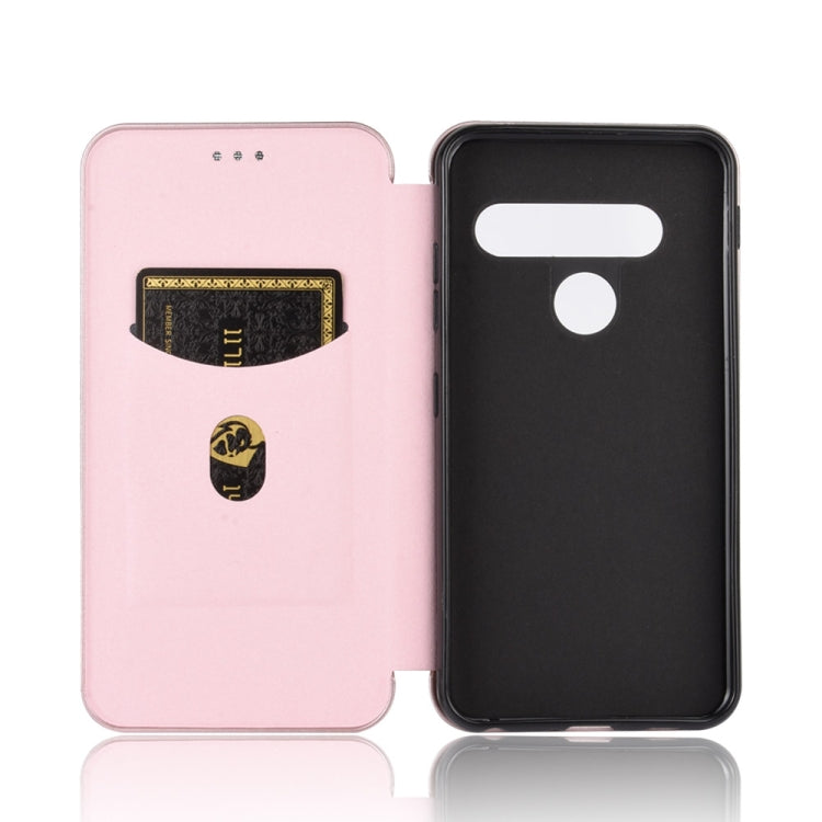 For LG G8s ThinQ Carbon Fiber Texture Horizontal Flip TPU + PC + PU Leather Case with Card Slot