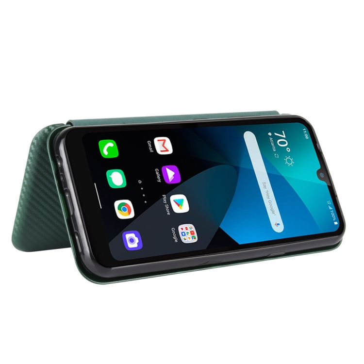 For LG Harmony 4 Carbon Fiber Texture Horizontal Flip TPU + PC + PU Leather Case with Card Slot