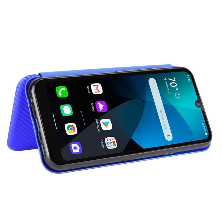 For LG Harmony 4 Carbon Fiber Texture Horizontal Flip TPU + PC + PU Leather Case with Card Slot