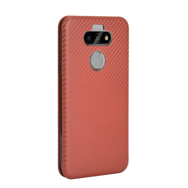 For LG K31 Carbon Fiber Texture Horizontal Flip TPU + PC + PU Leather Case with Card Slot