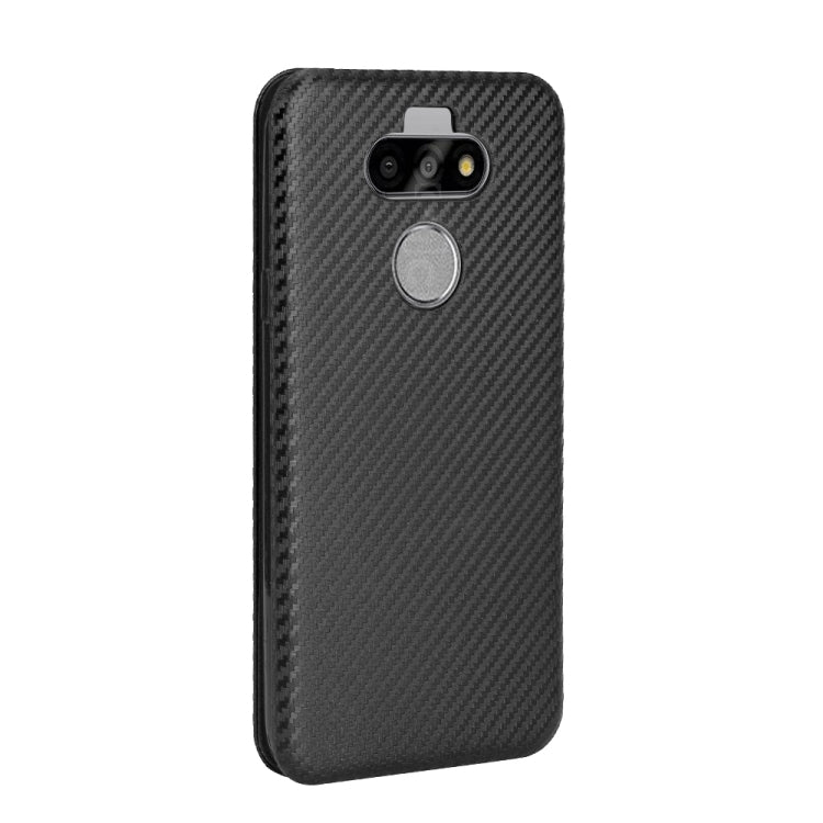 For LG K31 Carbon Fiber Texture Horizontal Flip TPU + PC + PU Leather Case with Card Slot