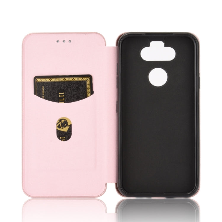 For LG K31 Carbon Fiber Texture Horizontal Flip TPU + PC + PU Leather Case with Card Slot