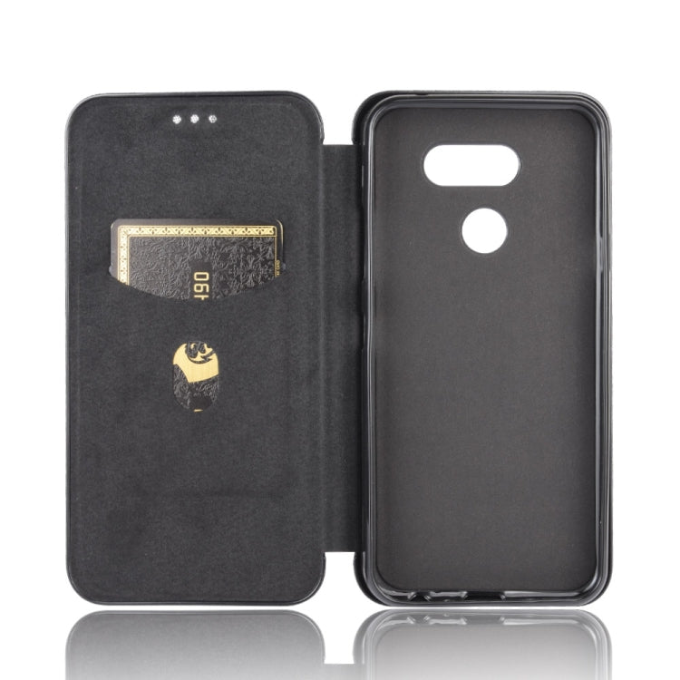 For LG K40S Carbon Fiber Texture Horizontal Flip TPU + PC + PU Leather Case with Card Slot