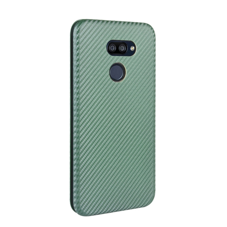 For LG K40S Carbon Fiber Texture Horizontal Flip TPU + PC + PU Leather Case with Card Slot