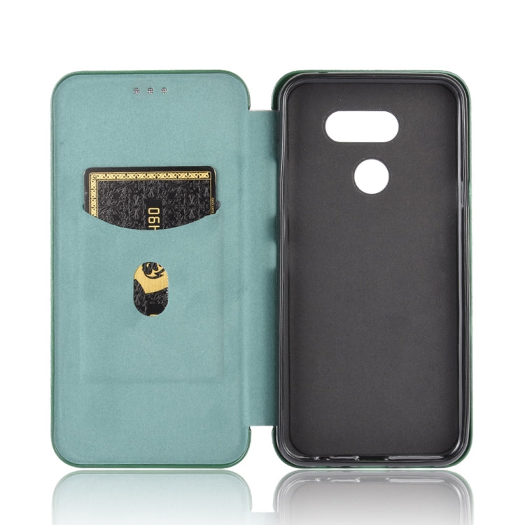 For LG K40S Carbon Fiber Texture Horizontal Flip TPU + PC + PU Leather Case with Card Slot