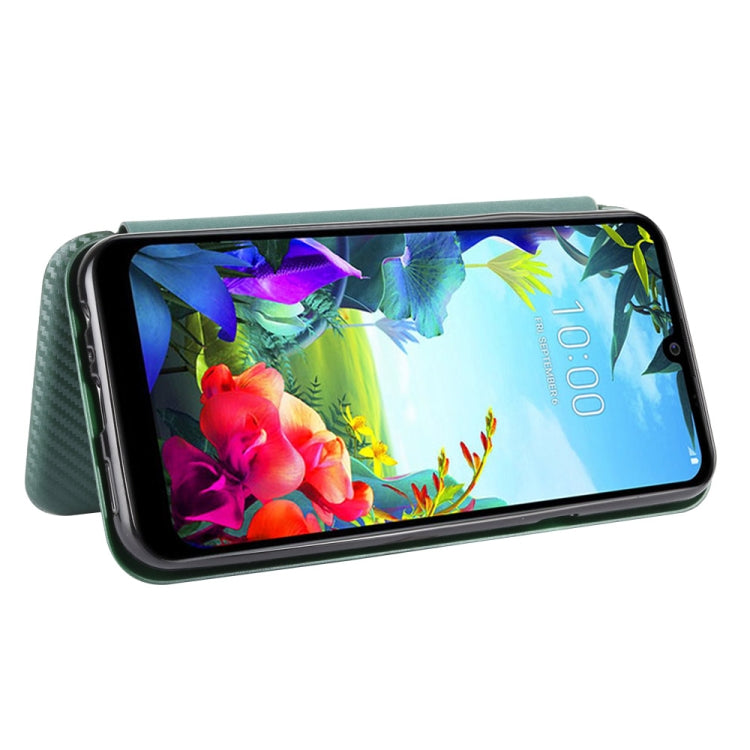 For LG K40S Carbon Fiber Texture Horizontal Flip TPU + PC + PU Leather Case with Card Slot