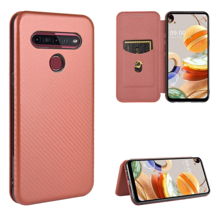 For LG K41S / K51S Carbon Fiber Texture Horizontal Flip TPU + PC + PU Leather Case with Card Slot