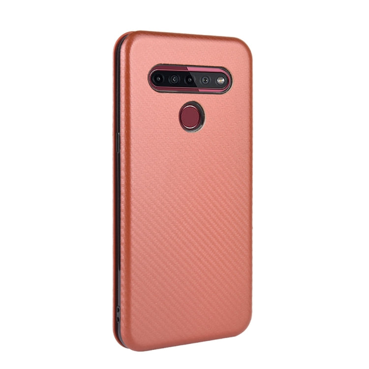 For LG K41S / K51S Carbon Fiber Texture Horizontal Flip TPU + PC + PU Leather Case with Card Slot