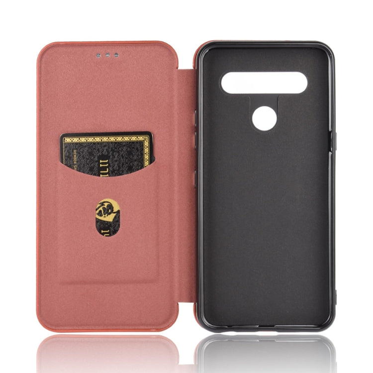 For LG K41S / K51S Carbon Fiber Texture Horizontal Flip TPU + PC + PU Leather Case with Card Slot