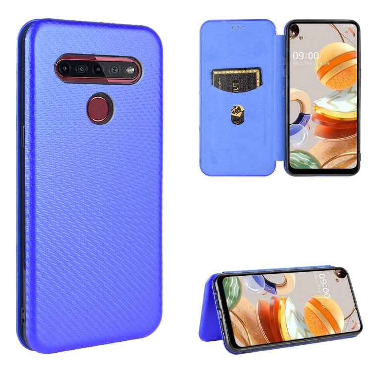For LG K41S / K51S Carbon Fiber Texture Horizontal Flip TPU + PC + PU Leather Case with Card Slot