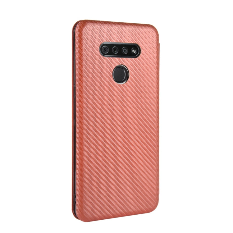 For LG K51 / Q51 Carbon Fiber Texture Horizontal Flip TPU + PC + PU Leather Case with Card Slot