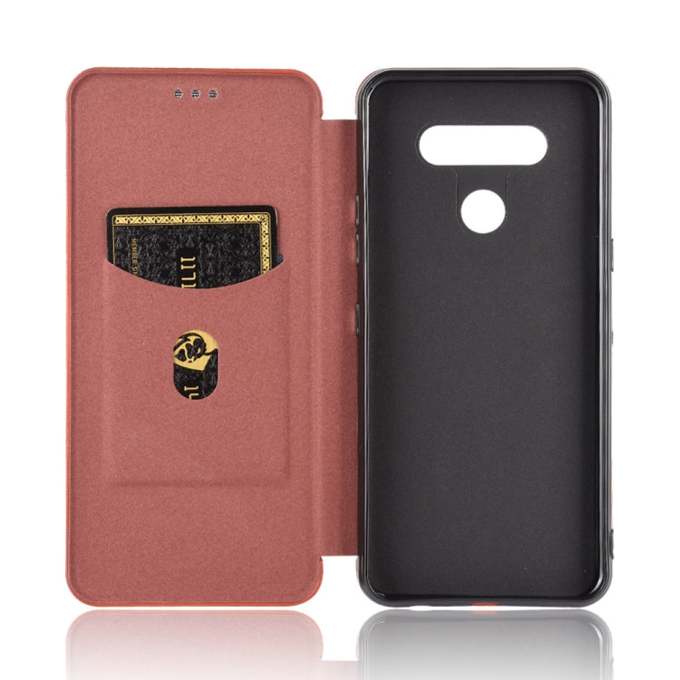 For LG K51 / Q51 Carbon Fiber Texture Horizontal Flip TPU + PC + PU Leather Case with Card Slot