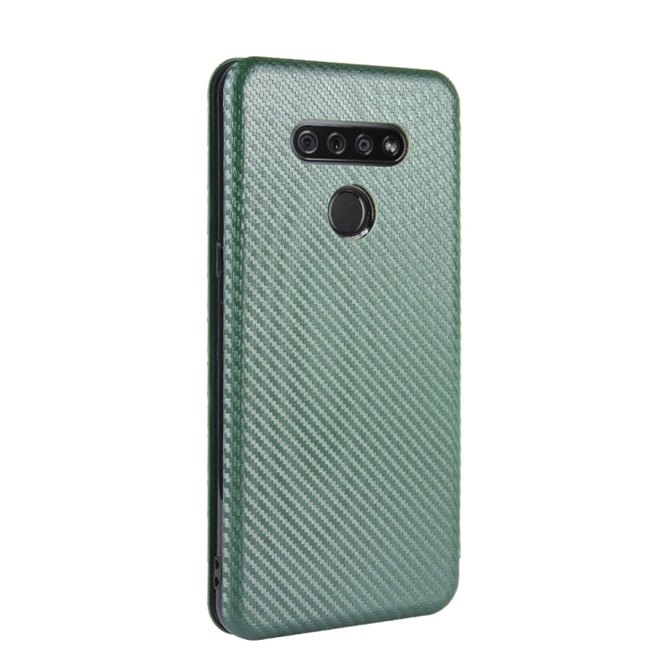 For LG K51 / Q51 Carbon Fiber Texture Horizontal Flip TPU + PC + PU Leather Case with Card Slot