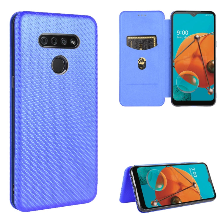 For LG K51 / Q51 Carbon Fiber Texture Horizontal Flip TPU + PC + PU Leather Case with Card Slot
