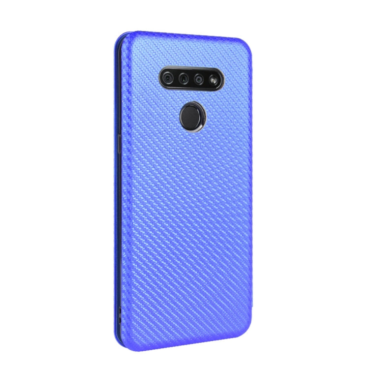 For LG K51 / Q51 Carbon Fiber Texture Horizontal Flip TPU + PC + PU Leather Case with Card Slot