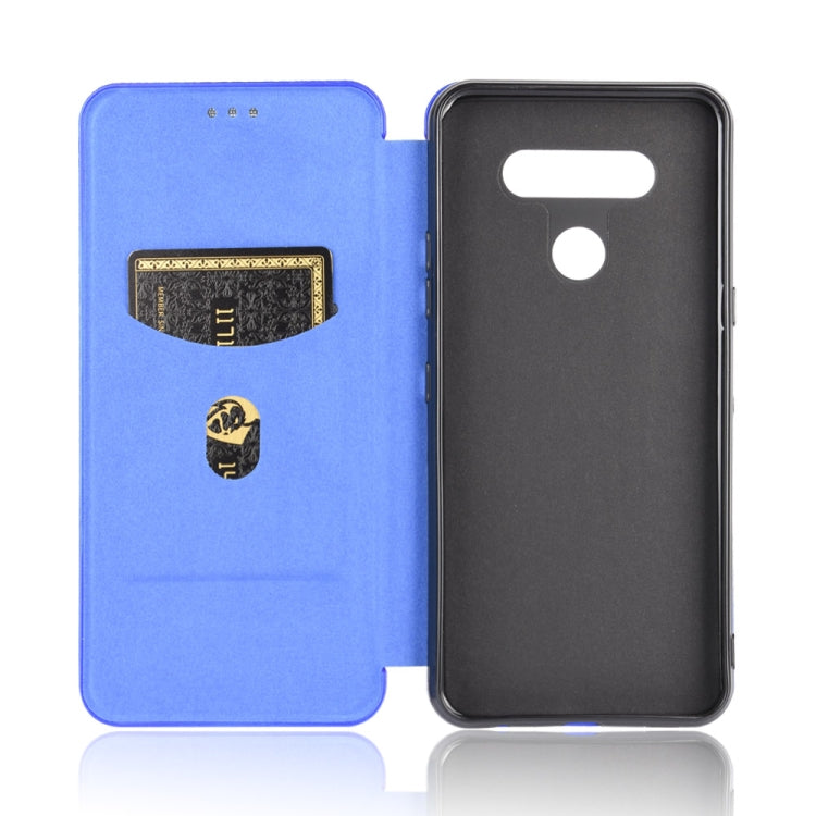For LG K51 / Q51 Carbon Fiber Texture Horizontal Flip TPU + PC + PU Leather Case with Card Slot