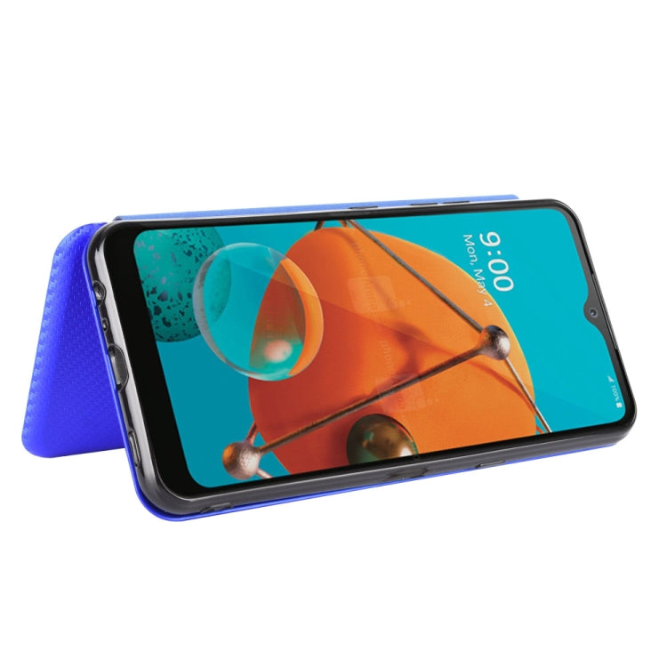 For LG K51 / Q51 Carbon Fiber Texture Horizontal Flip TPU + PC + PU Leather Case with Card Slot