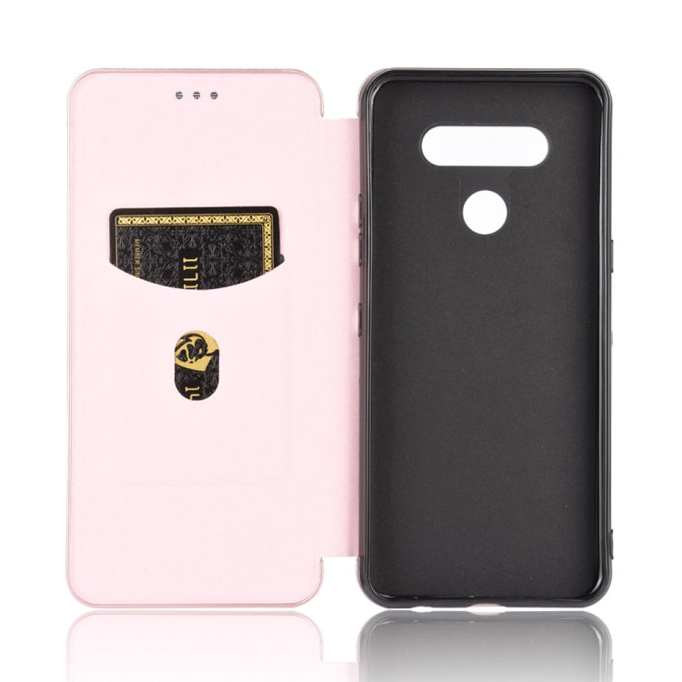 For LG K51 / Q51 Carbon Fiber Texture Horizontal Flip TPU + PC + PU Leather Case with Card Slot