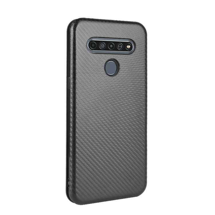 For LG K61 / Q61 Carbon Fiber Texture Horizontal Flip TPU + PC + PU Leather Case with Card Slot