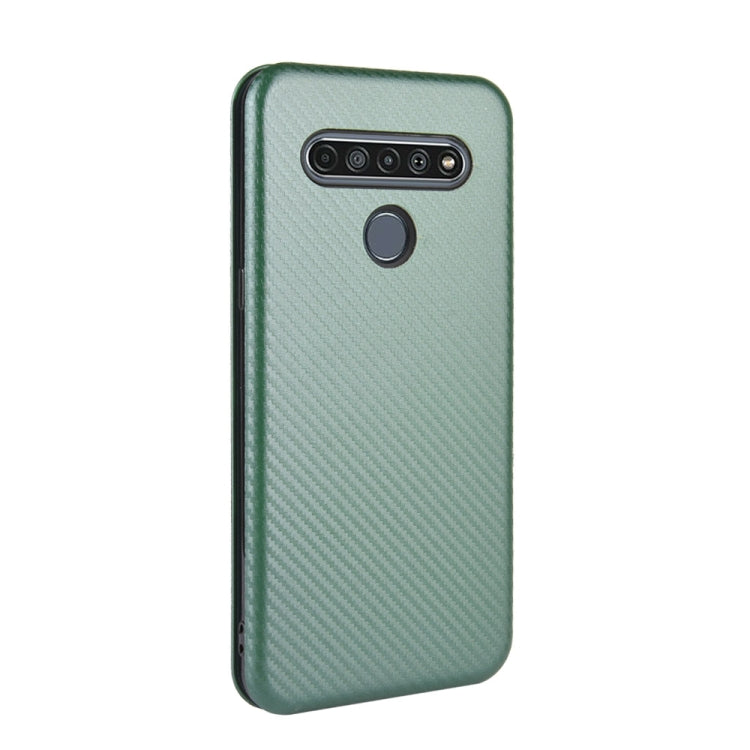 For LG K61 / Q61 Carbon Fiber Texture Horizontal Flip TPU + PC + PU Leather Case with Card Slot