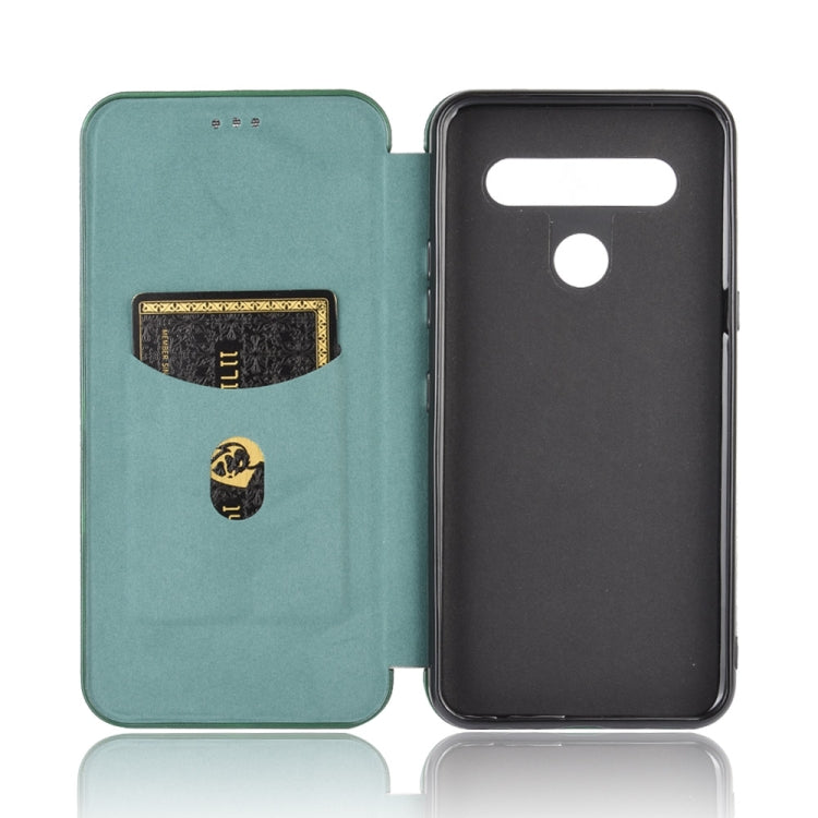 For LG K61 / Q61 Carbon Fiber Texture Horizontal Flip TPU + PC + PU Leather Case with Card Slot