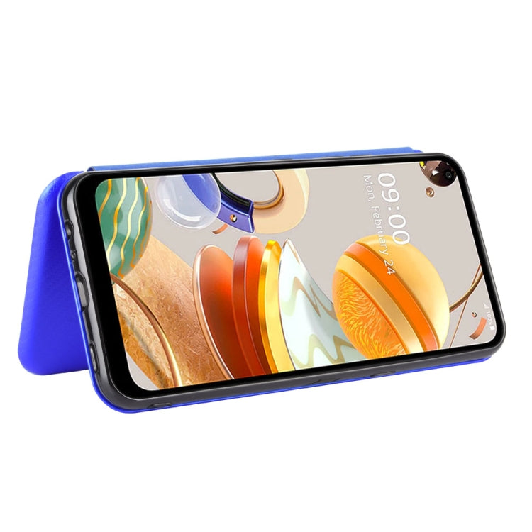 For LG K61 / Q61 Carbon Fiber Texture Horizontal Flip TPU + PC + PU Leather Case with Card Slot