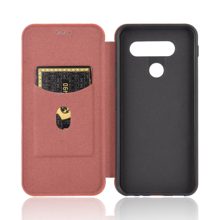 For LG Q70 Carbon Fiber Texture Horizontal Flip TPU + PC + PU Leather Case with Card Slot