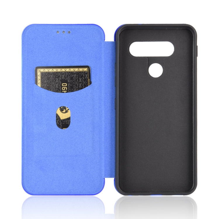 For LG Q70 Carbon Fiber Texture Horizontal Flip TPU + PC + PU Leather Case with Card Slot