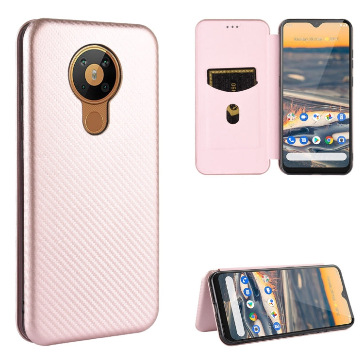 For Nokia 5.3 Carbon Fiber Texture Horizontal Flip TPU + PC + PU Leather Case with Card Slot