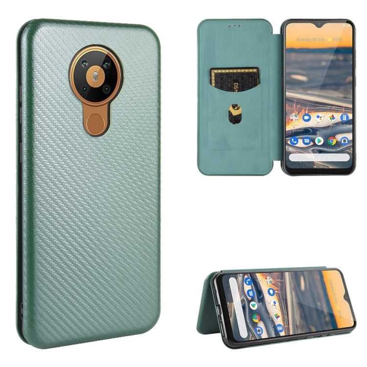 For Nokia 5.3 Carbon Fiber Texture Horizontal Flip TPU + PC + PU Leather Case with Card Slot