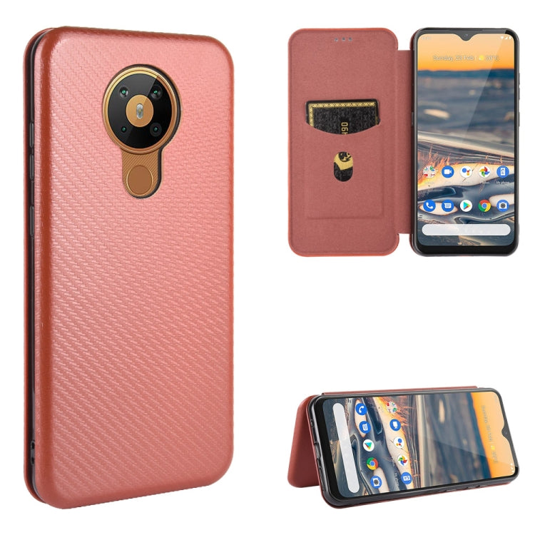 For Nokia 5.3 Carbon Fiber Texture Horizontal Flip TPU + PC + PU Leather Case with Card Slot