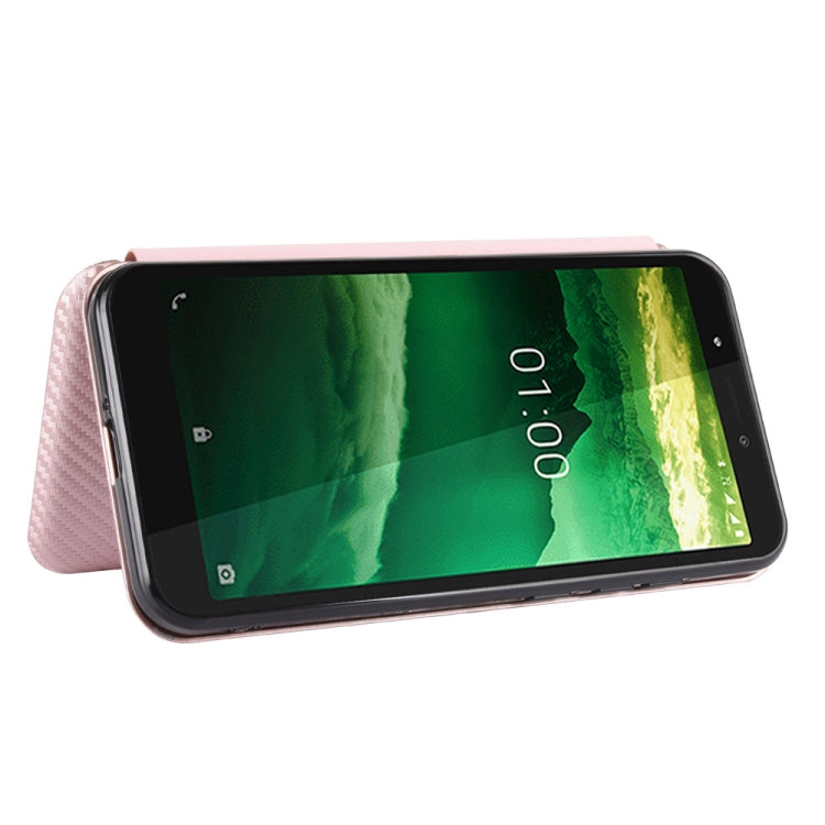 For Nokia C1 Carbon Fiber Texture Horizontal Flip TPU + PC + PU Leather Case with Card Slot