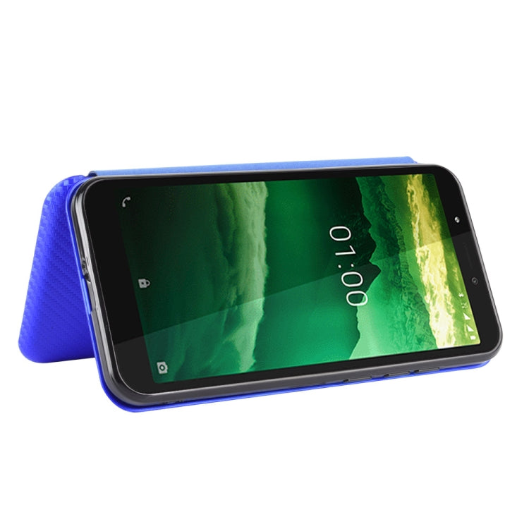 For Nokia C1 Carbon Fiber Texture Horizontal Flip TPU + PC + PU Leather Case with Card Slot